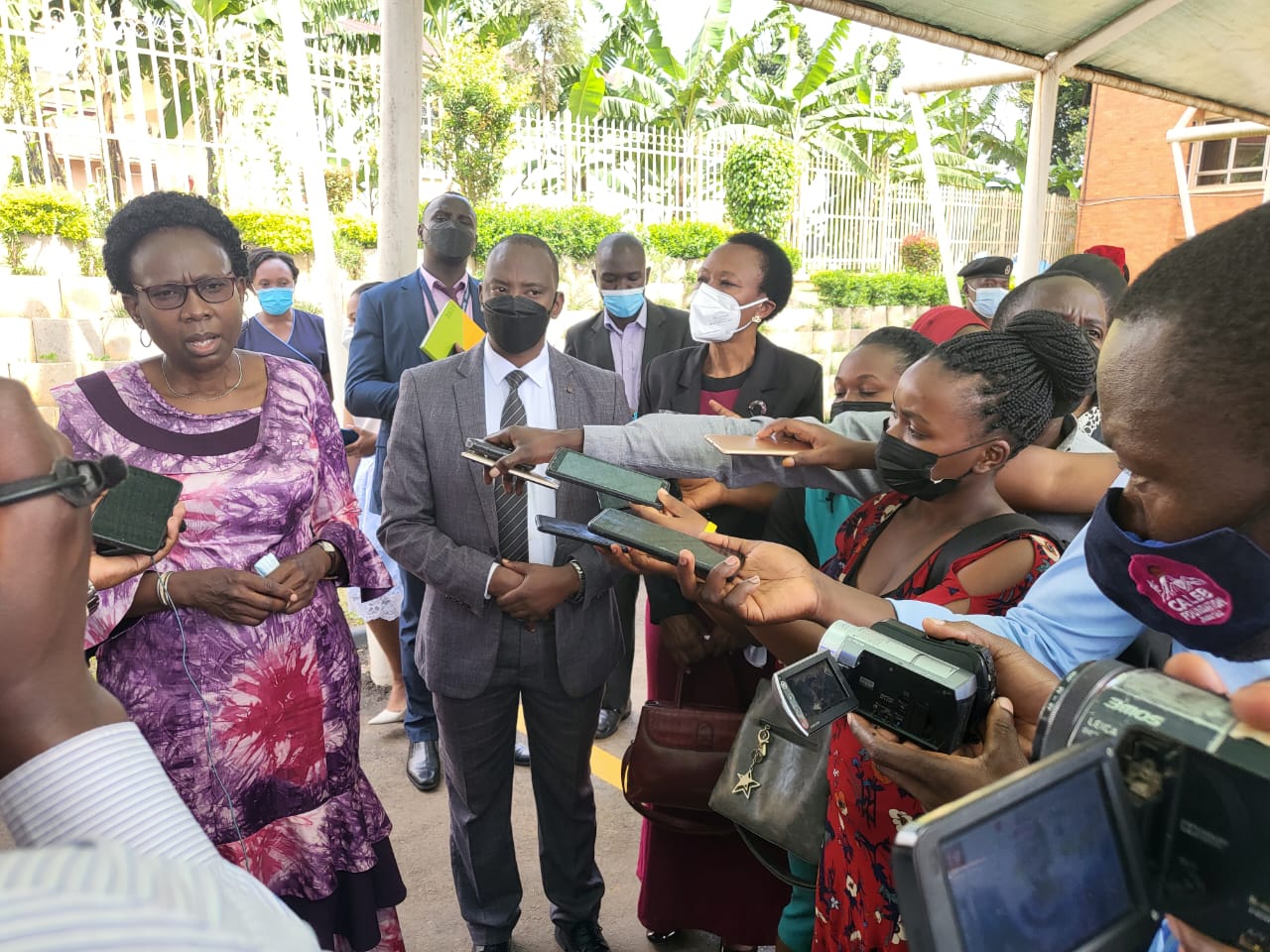 Dr. Aceng in an interview with journalists recently. Photo from Ministry of Health.